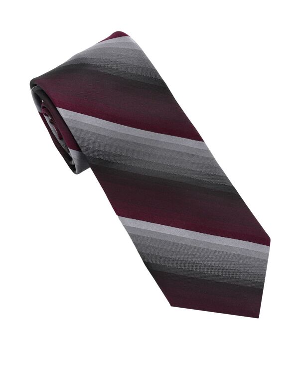 ダナ キャラン ニューヨーク メンズ アクセサリー ネクタイ DKNY Men ’ slim Contemporary Stripe Neck Tie Burgundy Gray グレー