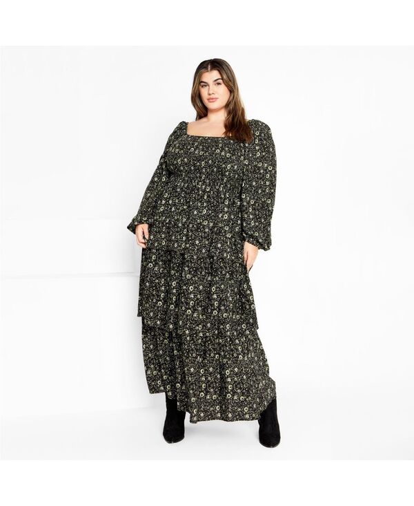シティーシック レディース トップス ワンピース ティアード マキシ CITY CHIC Women's Dahlia Tiered Maxi Dress Olive ditsy オリーブ 18,186円