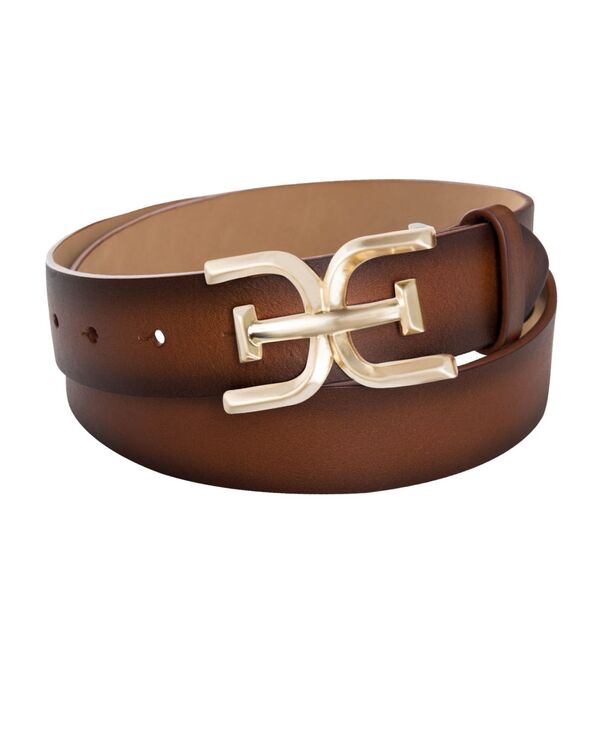 サムエデルマン レディース アクセサリー ベルト Sam Edelman Women's Brass-Tone Double-E Plaque Buckle Casual Beltan タン