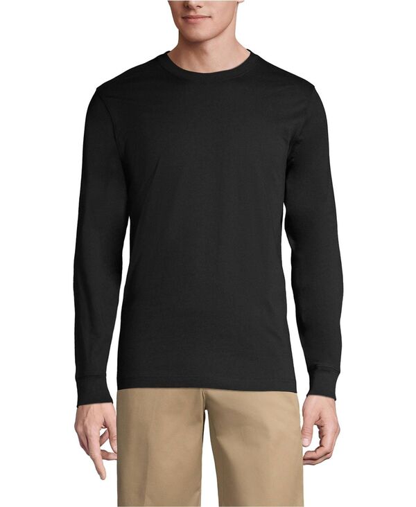 ランズエンド メンズ トップス Tシャツ Lands' End Men's Long Sleevessential T-shirt Black ブラック