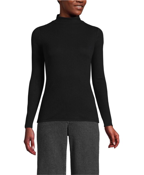 ランズエンド レディース トップス シャツ モックネック Lands' End Women's Drapey Rib Skimming Long Sleeve Mock Neck Black ブラック