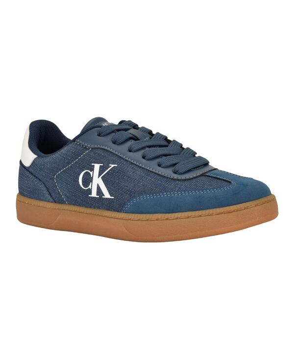 カルバンクライン レディース シューズ スニーカー スピード競技 ロゴタイプ Calvin Klein Women\u0027s Narissa Logo Lace-Up Sneakers Dark Blue Denim ジーンズ