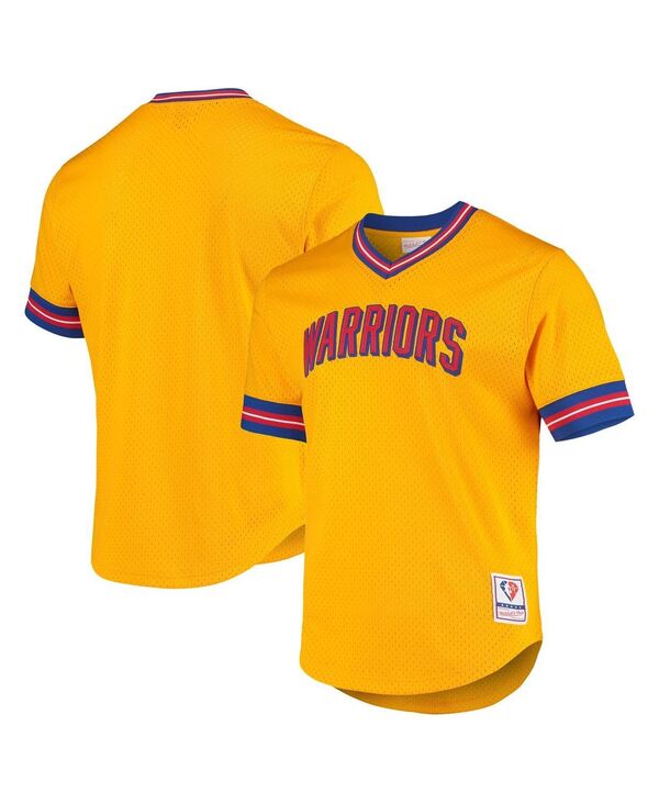 ミッチェル&ネス メンズ トップス Tシャツ Vネック メッシュ Mitchell & Ness Men's Gold San Francisco Warriors Hardwood Classics 75th Anniversary Mesh V-Neck T-Shirt Gold ゴールド 17,140円
