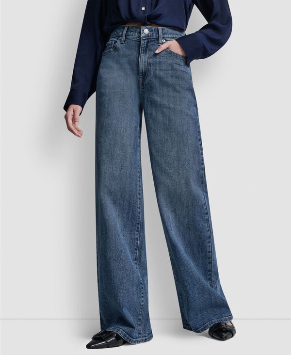 ダナキャランニューヨーク レディース ボトムス デニムパンツ ワイドレッグ プチ DKNY Jeans Petite High-Rise Modern Wide Leg Jeans Amsterdam