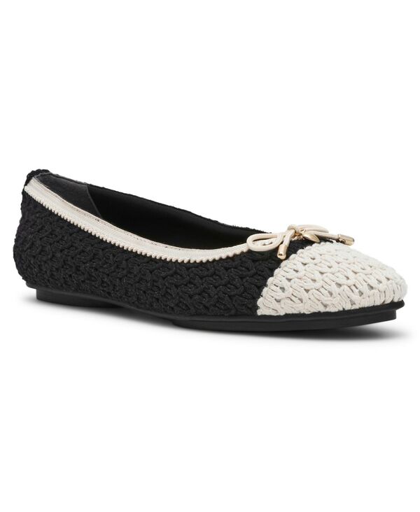 アンクライン レディース シューズ パンプス キャップ Anne Klein Women's Luci Crochet Cap Toe Ballet Flats Black/Cream クリーム 20,221円