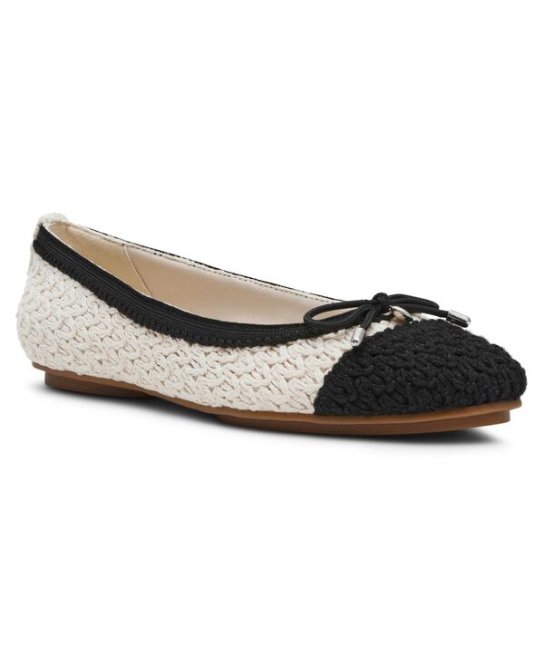 アンクライン レディース シューズ パンプス キャップ Anne Klein Women's Luci Crochet Cap Toe Ballet Flats Cream/Black クリーム|ReVida 店