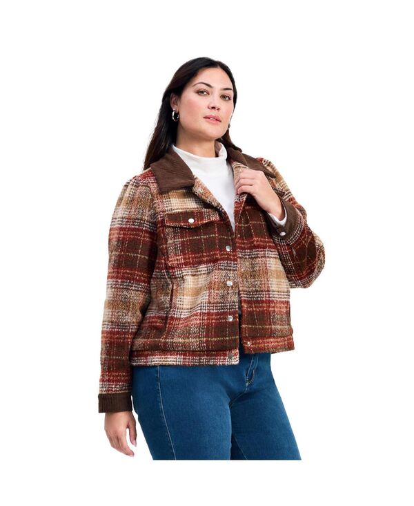 アベニュー レディース アウター ジャケット・ブルゾン クロップド AVENUE Women's Joss Plaid Cropped Jacket Rust ラスト 16,316円