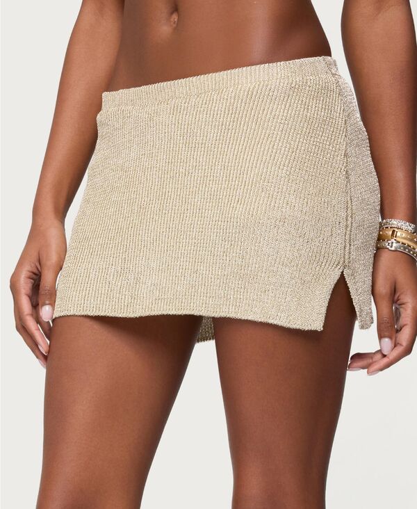 アディクテッド レディース ボトムスカート ミニ トール ニット Edikted Women's Goldy Metallic Knit Mini Skort Gold ゴールド