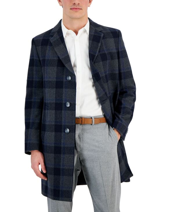 ナウティカ メンズ アウター 上衣・上衣 絨毛 厚地の外套 Nautica Men\u0027s Classic-Fit Camber Wool Overcoat Grey Blue Glenn Plaid 薄墨色 コート・ジャケット-メンズファッション