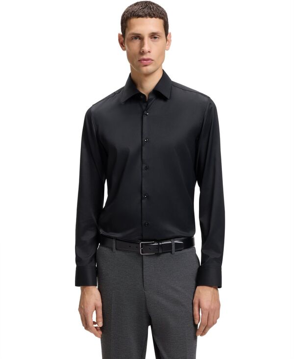ヒューゴボス メンズ トップス シャツ Hugo Boss Men's Performance-Stretch Twill Slim-Fit Dresshirt Black ブラック 23,532円