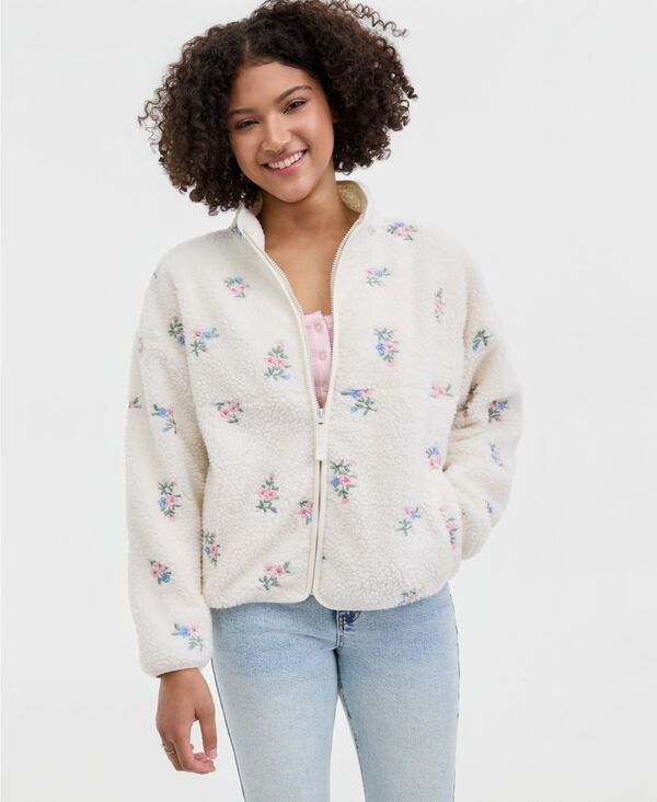 シンシアリージュルズ レディース アウター パーカー・スウェット フリース ジャケット Sincerely Jules Juniors' Lightweight Novelty Fleece Jacket Egret Multi Floral マルチカラー 6,986円