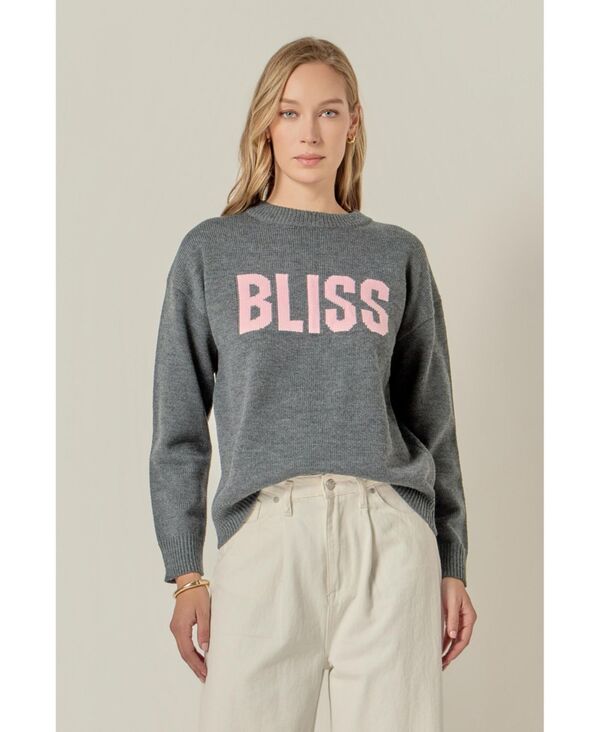 イングリッシュファクトリー レディース アウター ニット・セーター クルーネック English Factory Women's Crewneck Statement Sweater Charcoal/pink チャコール