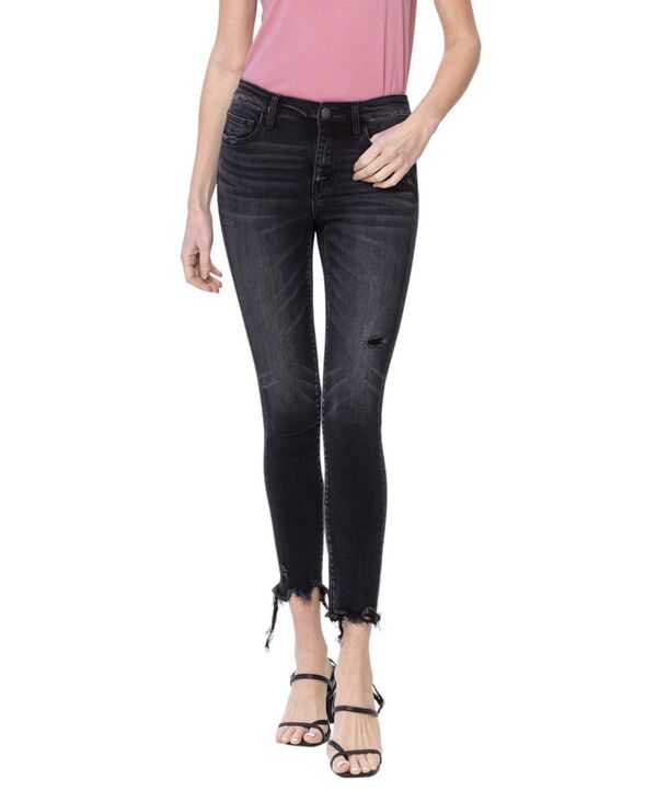 フライングモンキー レディース ボトムス デニムパンツ クロップド ジーンズ Flying Monkey Women's Mid Rise Cropped Raw Hem Skinny Jeans Noteworthy black ブラック