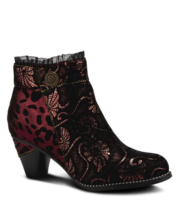 【送料無料】 ラリティステ レディース ブーツ・レインブーツ シューズ Women's Dessa Leather Booties with Animal Print and Metallic Suede Rainbow Stitching and Cone Heel Textured Zip-Up Statement Boot Bordeaux multi｜ReVida 店 35,620円