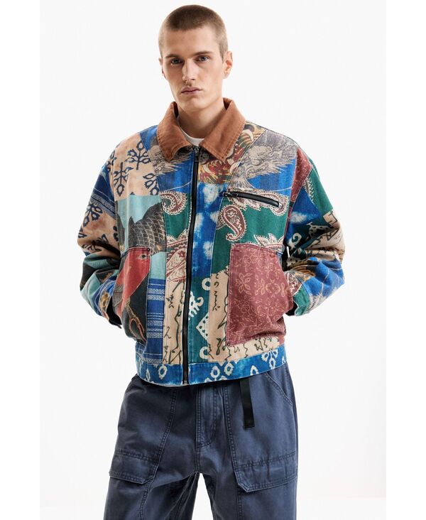デジグアル メンズ アウター ジャケット・ブルゾン パッチワーク Desigual Men's Patchwork Jacket Off white オフホワイト｜ReVida 店