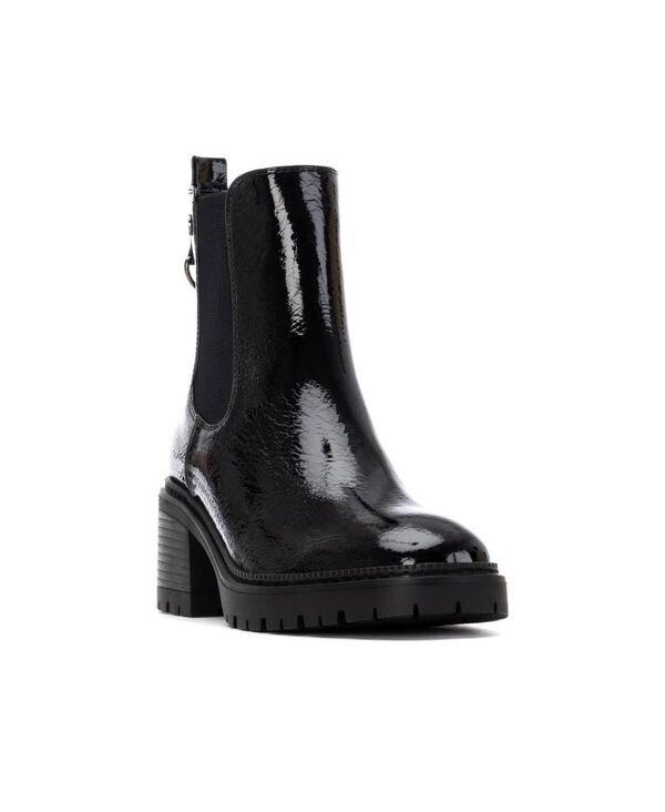 キシタイ レディース シューズ ブーツ・レインブーツ チェルシー レザー ヒール XTI Women Patent Leather Heeled Chelsea Booties Black ブラック