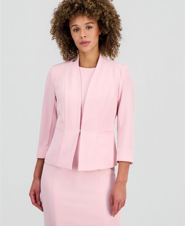 カスパール レディース アウター ジャケット・ブルゾン ブレザー Kasper Women's 3/4-Sleeve Kiss-Front Blazer Tutu Pink ピンク