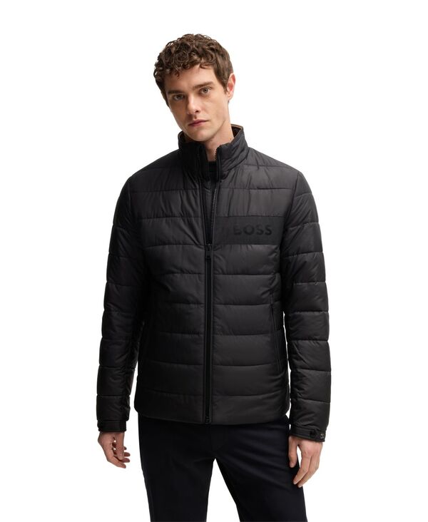 ヒューゴボス メンズ アウター ジャケット・ブルゾン ロゴ Hugo Boss Men's Water-Repellent Logo Detail Jacket Black ブラック
