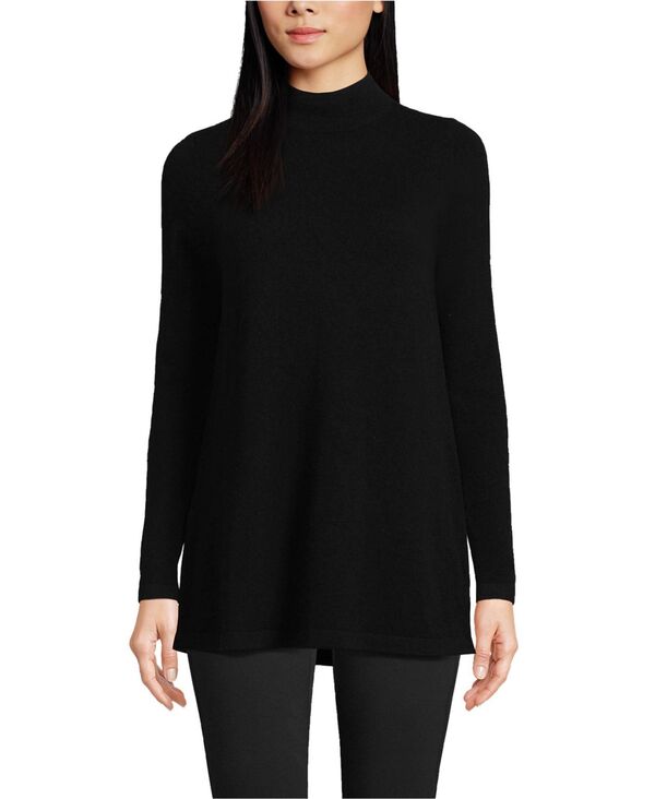 ランズエンド レディース アウター ニット・セーター モックネック Lands' End Women's Cashmere Mock Neck Swing Tunic Sweater Black ブラック|ReVida 店