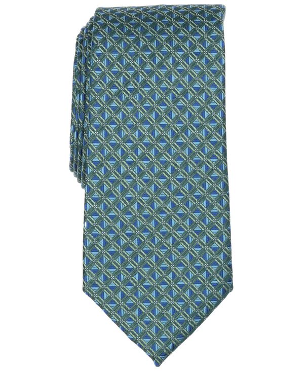 ペリーエリス メンズ 付属物 タイ Perry Ellis Portfolio Men\u0027s Rosser Geo Pattern Classic Fitie Green 緑であること ネクタイ-バッグ・小物・ブランド雑貨-スーツ用ファッション小物