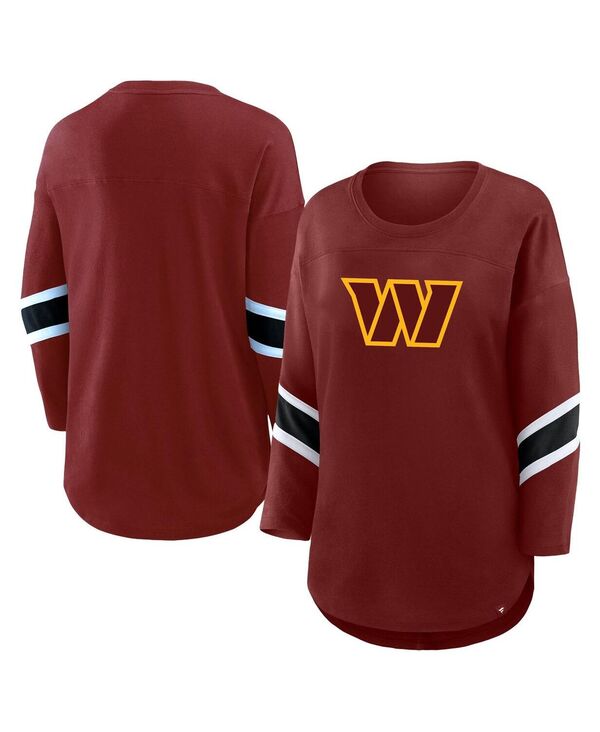 ファナティクス レディース トップス Tシャツ プラスサイズ Fanatics Women's Burgundy Washington Commanders Plusize Redzone 3/4-Sleeve Scoop Neck T-Shirt Burgundy バーガンディ