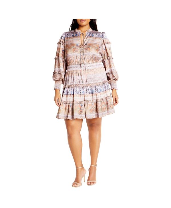 シティーシック レディース トップス ワンピース プラスサイズ フリル CITY CHIC Plusize Ruffle Nile Dress On the nile