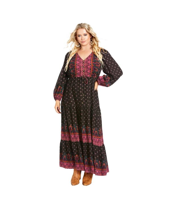 アベニュー レディース トップス ワンピース プラスサイズ マキシ AVENUE Women's Plusizellery Long Sleeve Maxi Dress Boho bliss