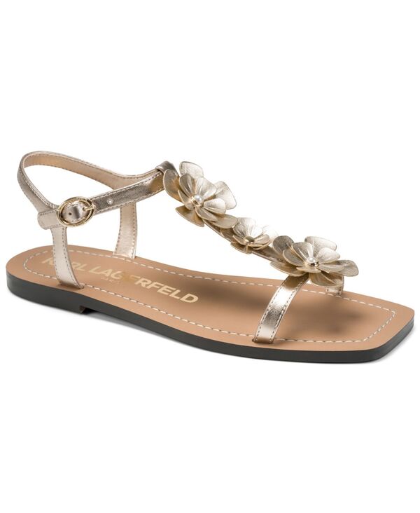 カール ラガーフェルド レディース シューズ サンダル KARLAGERFELD PARIS Women's Margate Flat Sandals White Gold ホワイト