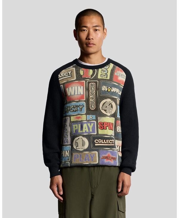 ライルアンドスコット メンズ アウター ニット・セーター クルーネック グラフィック Lyle \u0026 Scott Men Fruit Machine Graphicrew Neck Jumper Dark navy ネイビー