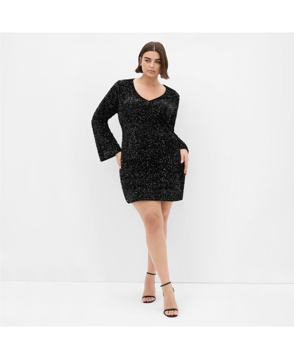 シティーシック レディース トップス ワンピースパンコール CITY CHIC Women'sequineptune Dress Black ブラック