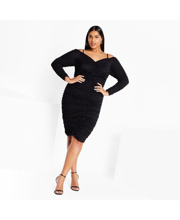 シティーシック レディース トップス ワンピース プラスサイズ CITY CHIC Plusize Lorelei Dress Black ブラック｜ReVida 店