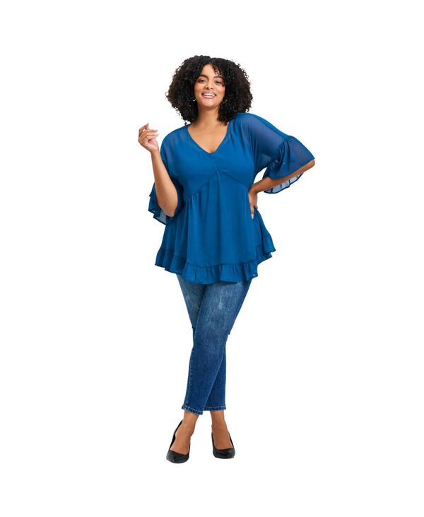 アベニュー レディース トップス シャツ ブラウス AVENUE Women's Harlow Frill Detail Blouse Teal ティール