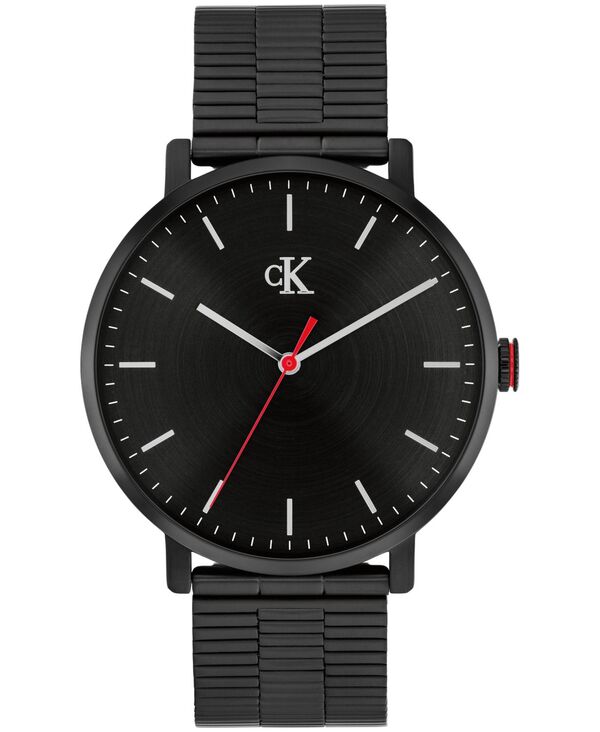 カルバンクライン メンズ アクセサリー 腕時計 メッシュ Tシャツ Calvin Klein Men Real Ionic Plated Black Steel Mesh Bracelet Watch 42mm Black ブラック