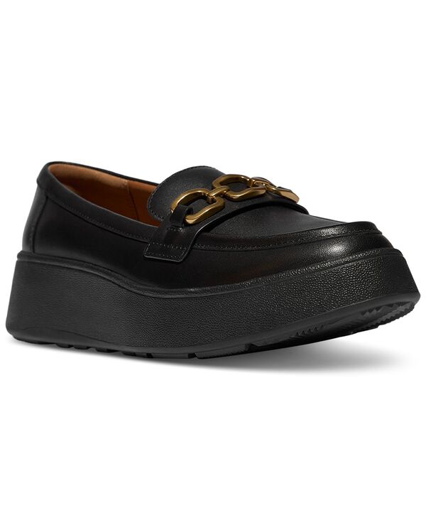 フィットフロップ レディース シューズ パンプス レザー ローファー FitFlop Women's F-Mode Square-Chain Leather Loafers Black ブラック