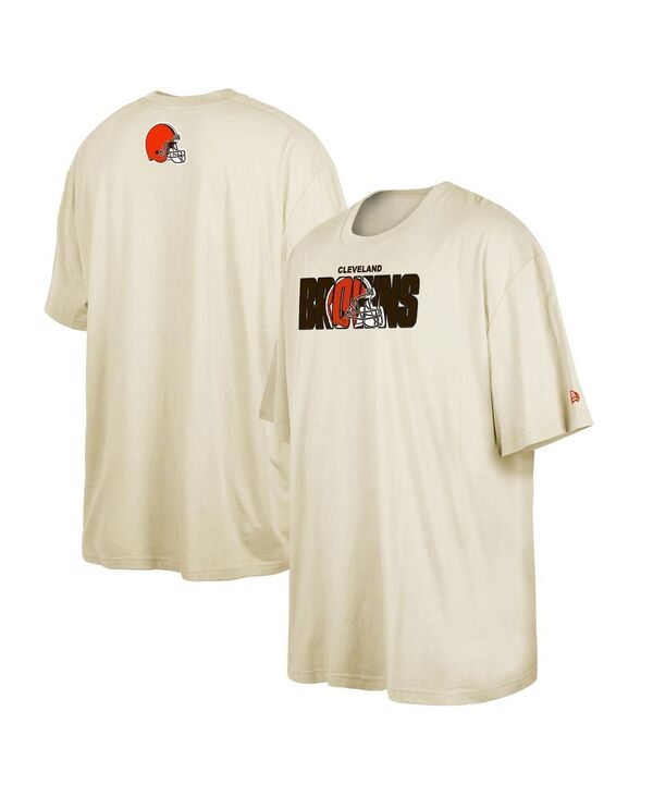 ニュー内鰓 メンズ トップス プルオーバー トール New Era Men\u0027s Cream Cleveland Browns 2023 NFL Draft Big and Tall T-shirt Cream 皮膚軟化剤