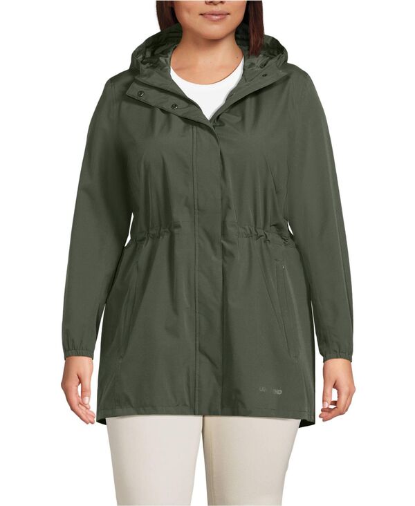 ランズエンド レディース アウター ジャケット・ブルゾン プラスサイズ コート Lands' End Plusize Squall Packable Waterproof Raincoat Rich olive green グリーン 23,214円