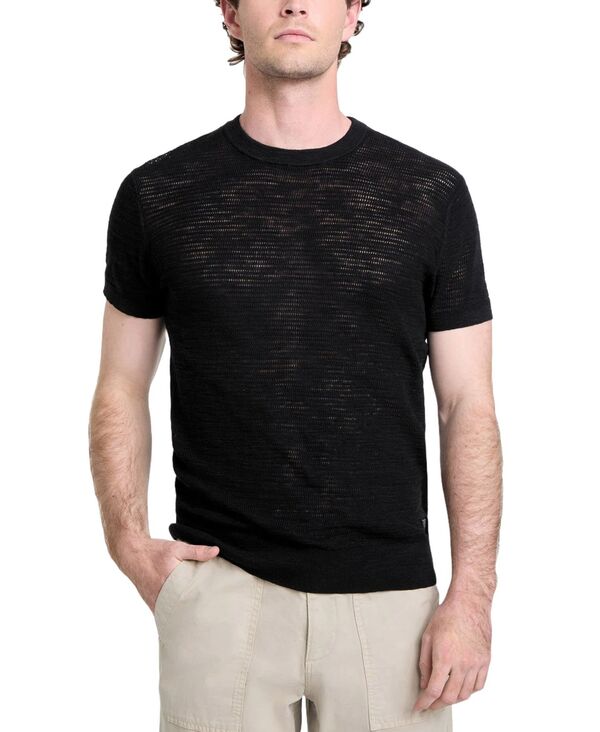 ゲス メンズ アウター ニット・セーター 半袖 GUESS Men Goodwin Textured Short-Sleeve Sweater Jet Black A996 ブラック