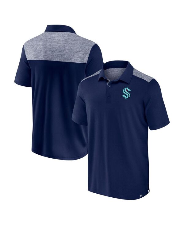 ファナティクス メンズ トップス スポーツシャツ Fanatics Men\u0027s Navy Seattle Kraken Iconic Brushed Blocked Polo Shirt Navy 米国海軍