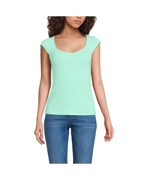 ランズエンド レディース トップス シャツ キャップ Lands' End Women's Pointelle Cap Sleeve Top Frosted mint ミント
