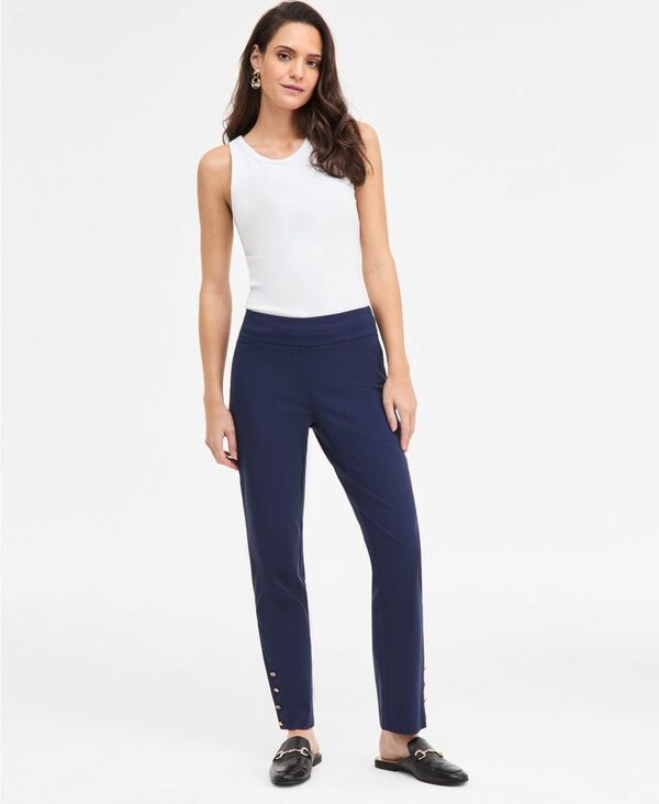 ジェイエムコレクション レディース ボトムス カジュアルパンツ JM Collection Women'side-Button Pull-On Straight-Leg Pants Intrepid Blue ブルー