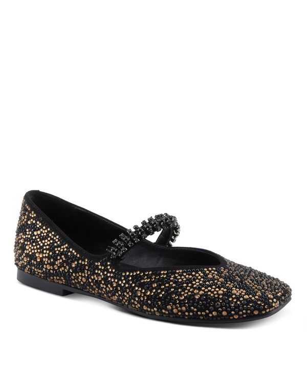 アズーラ レディース シューズ パンプス Azura Women's Kailyn Jeweled Slip-On Flats with Crystal-Encrusted Upper Stretch Strap with Pearls Cushioned Insole Slip-Resistant Rubber Outsole Black multi ブラック