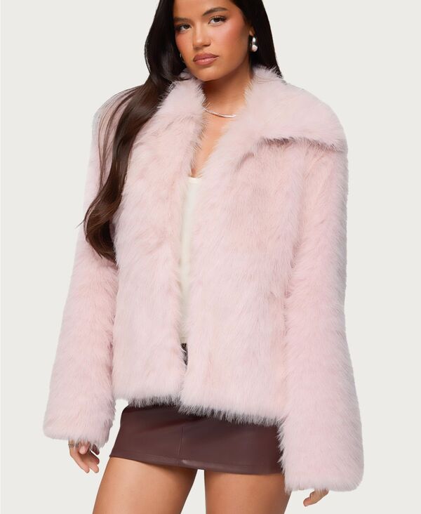アディクテッド レディース アウター ジャケット・ブルゾン Edikted Women's Noelle Oversized Faux Fur Jacket Pink ピンク|ReVida 店