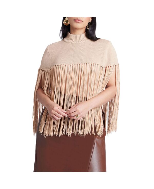 エロクイ レディース アウター ニット・セーター プラスサイズ フリンジ ELOQUII Women's Plusize Fringe Half Sweater Camel キャメル