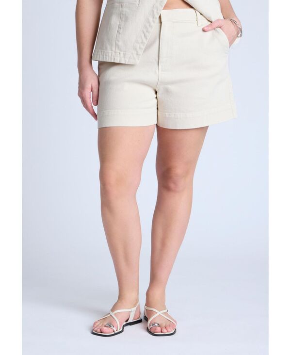 エロクイ レディース ボトムス ハーフパンツ・ショーツ プラスサイズ デニム ELOQUII Women's Plusize Trouser Denim Short Ecru エクリュ