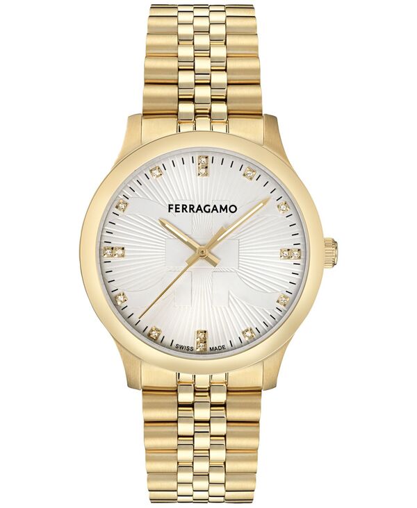 フェラガモ メンズ アクセサリー 腕時計 Ferragamo Men'swiss Duo Diamond (1/20 ct.w.) Gold Ion Plated Bracelet Watch 40mm Ip Yellow Gold イエロー 211,400円