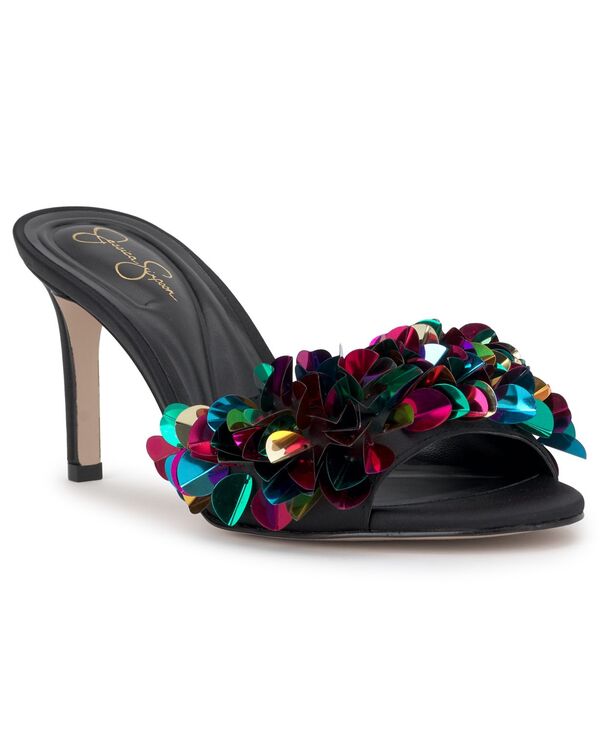 ジェシカシンプソン レディース シューズ サンダル スパンコール Jessica Simpson Women's Palora Slip-On Sequin Dressandals Black Satin Multi ブラック