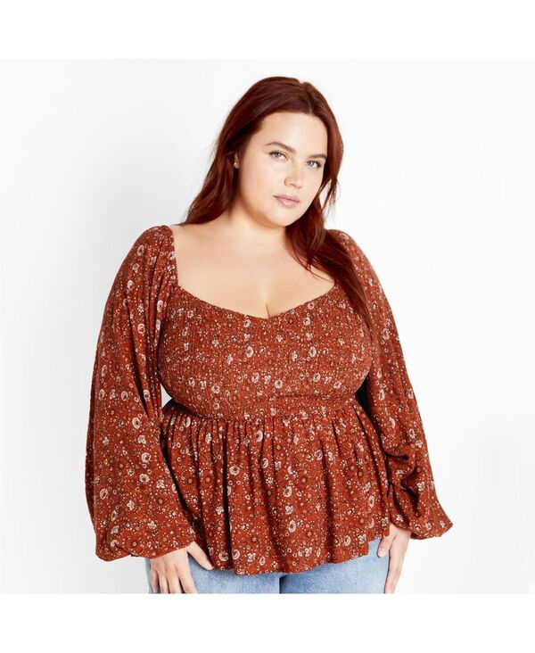 シティーシック レディース トップス シャツ プラスサイズ CITY CHIC Women's Plusize Dahlia Top Spice ditsy 10,124円