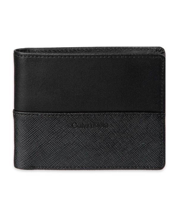 カルバンクライン メンズ アクセサリー 財布 Calvin Klein Men's RFID Overlapping Saffiano Slimfold Wallet Black ブラック