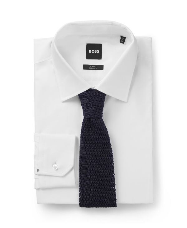 ヒューゴボス メンズ アクセサリー ネクタイ シルク ニット Hugo Boss BECKHAM x BOSS Men's Knit Silk Tie Dark Blue ブルー