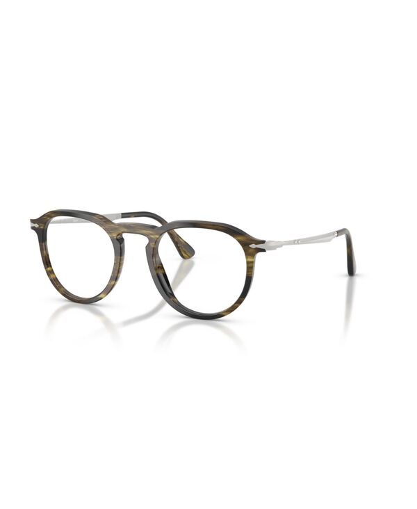 ペルソル レディース 佩び物 サングラス・アイウェア Persol Unisex Square Pier Eyeglasses PO3387V Striped Black Olive Green 黒いこと